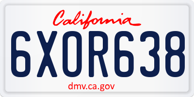 CA license plate 6XOR638