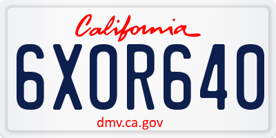 CA license plate 6XOR640