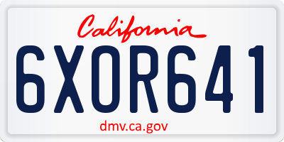 CA license plate 6XOR641