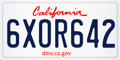 CA license plate 6XOR642