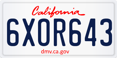 CA license plate 6XOR643
