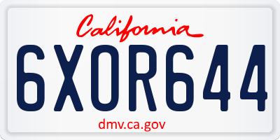 CA license plate 6XOR644