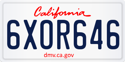 CA license plate 6XOR646