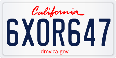 CA license plate 6XOR647