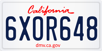 CA license plate 6XOR648