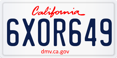 CA license plate 6XOR649