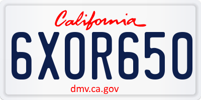 CA license plate 6XOR650