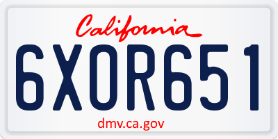 CA license plate 6XOR651