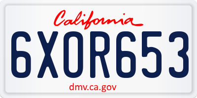 CA license plate 6XOR653