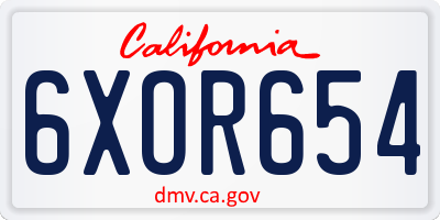 CA license plate 6XOR654