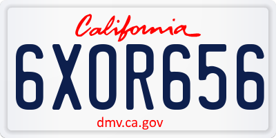 CA license plate 6XOR656