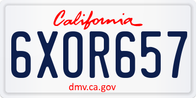 CA license plate 6XOR657