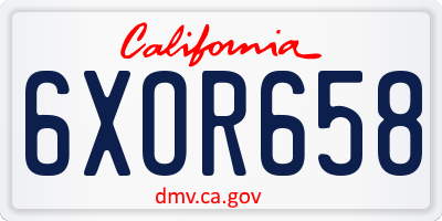 CA license plate 6XOR658