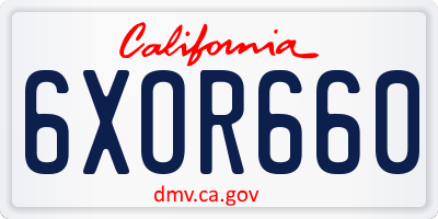 CA license plate 6XOR660