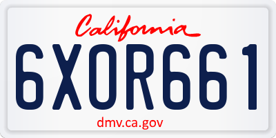 CA license plate 6XOR661