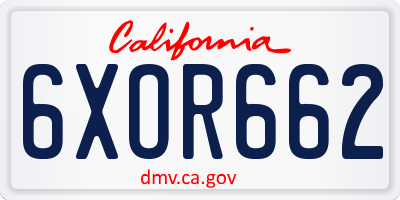 CA license plate 6XOR662
