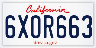 CA license plate 6XOR663