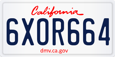 CA license plate 6XOR664