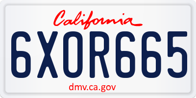 CA license plate 6XOR665