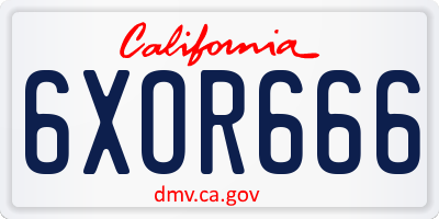 CA license plate 6XOR666