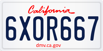 CA license plate 6XOR667