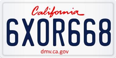 CA license plate 6XOR668