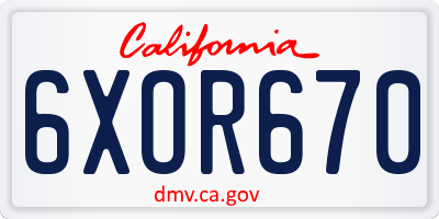 CA license plate 6XOR670