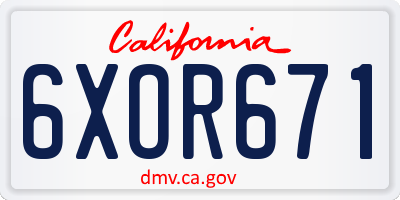 CA license plate 6XOR671