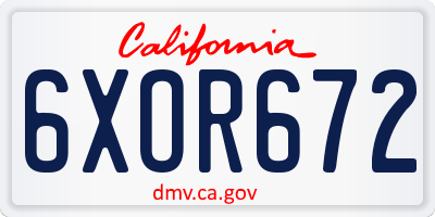 CA license plate 6XOR672