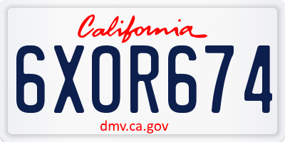 CA license plate 6XOR674