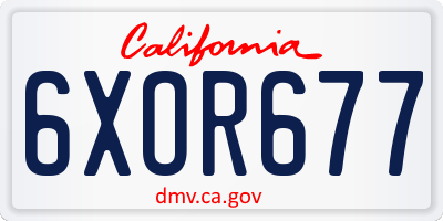 CA license plate 6XOR677