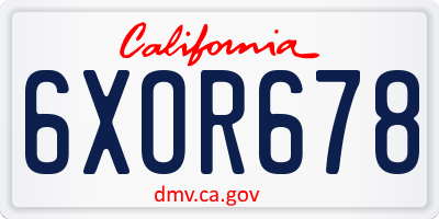 CA license plate 6XOR678