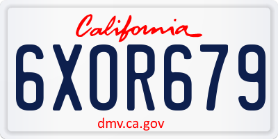 CA license plate 6XOR679