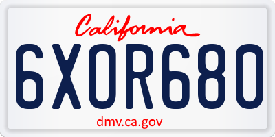 CA license plate 6XOR680