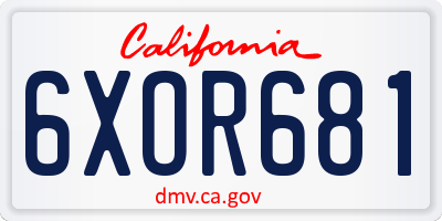 CA license plate 6XOR681