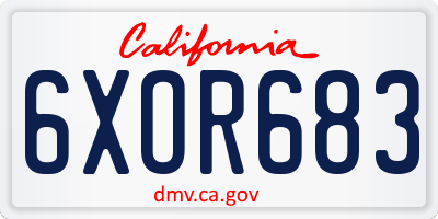 CA license plate 6XOR683