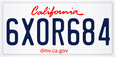 CA license plate 6XOR684