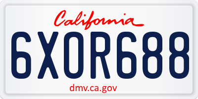 CA license plate 6XOR688