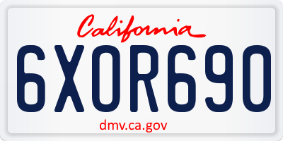 CA license plate 6XOR690