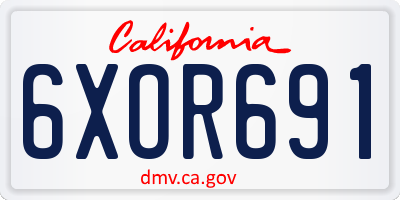 CA license plate 6XOR691
