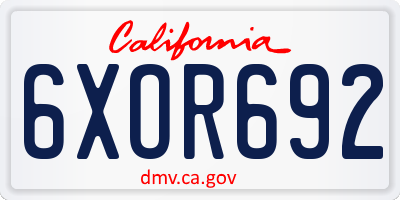 CA license plate 6XOR692