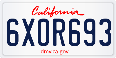 CA license plate 6XOR693