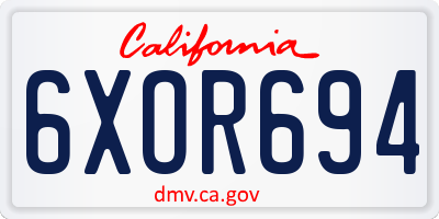 CA license plate 6XOR694