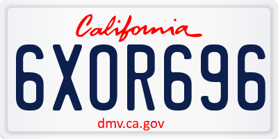 CA license plate 6XOR696