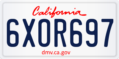 CA license plate 6XOR697