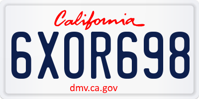 CA license plate 6XOR698