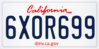 CA license plate 6XOR699