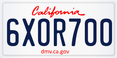 CA license plate 6XOR700