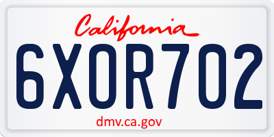 CA license plate 6XOR702