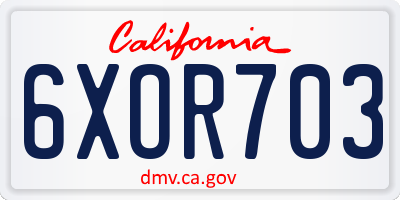 CA license plate 6XOR703